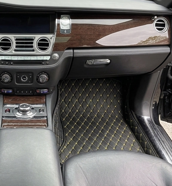 Customizable Leather Floor Mats with Vertical Hex Pattern for Rolls Royce Ghost Series I (2010–2020)