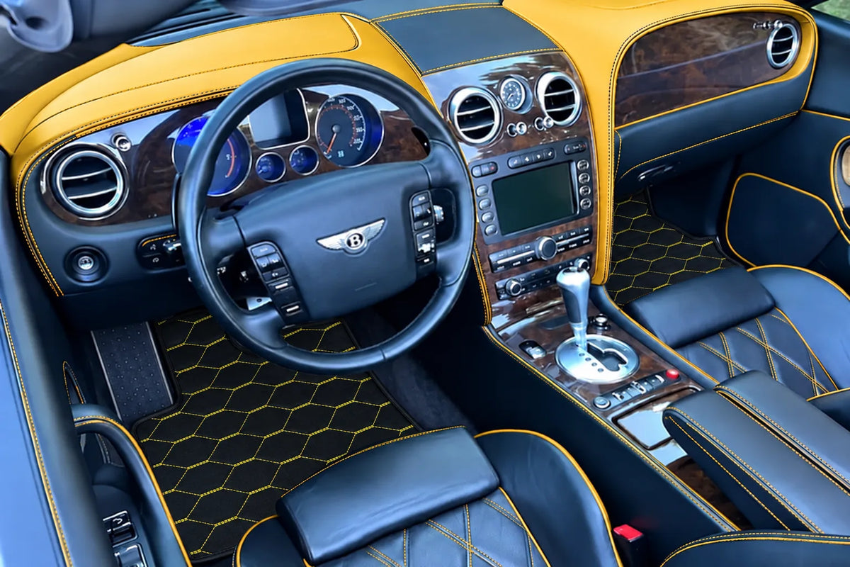 Customizable Leather Floor Mats with Viper Hex Pattern for Bentley Continental GTC (2006–2011) inside the vehicle