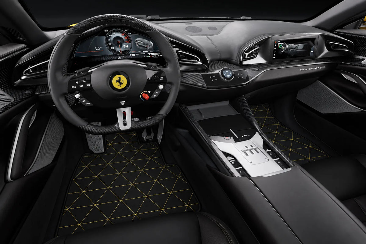 Customizable Triangle's Pattern Floor Mats for Ferrari Purosangue (2023-2027) inside the vehicle