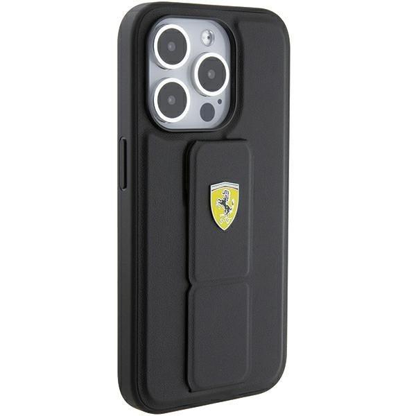 Ferrari Grip Stand Metal Logo Hardcase for iPhone 15 Pro 6.1" - AutoWin