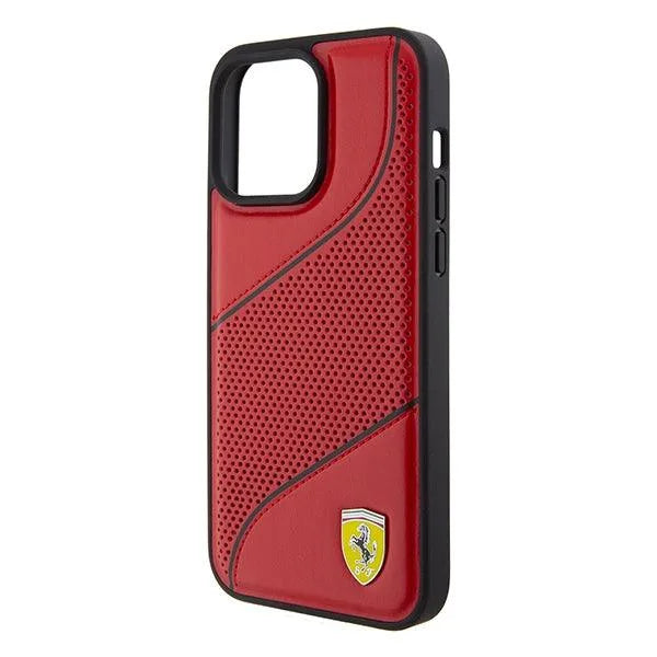 Ferrari Perforated Waves Metal Logo Hardcase for iPhone 15 Pro 6.1" - AutoWin