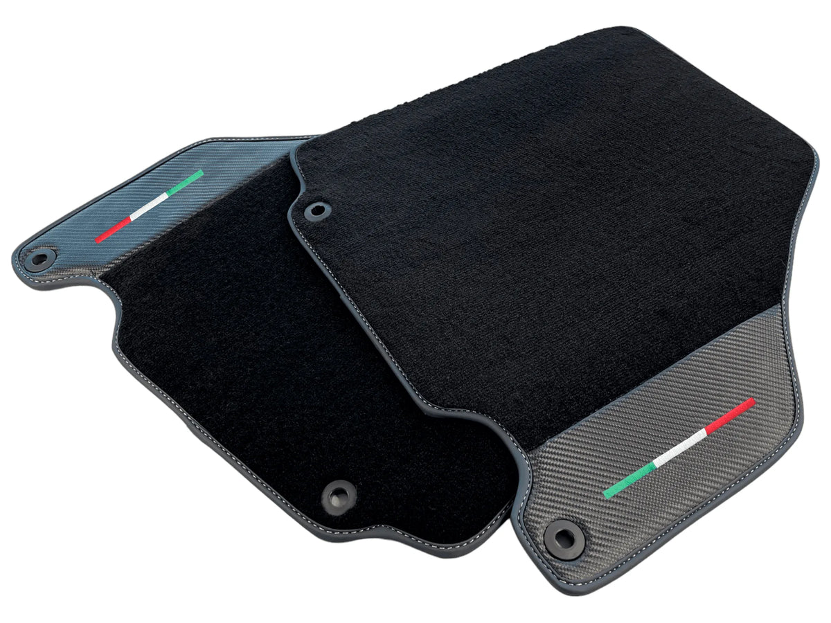 Floor Mats For Ferrari 360 Modena 1999-2005 Black With Carbon Fiber Leather - AutoWin