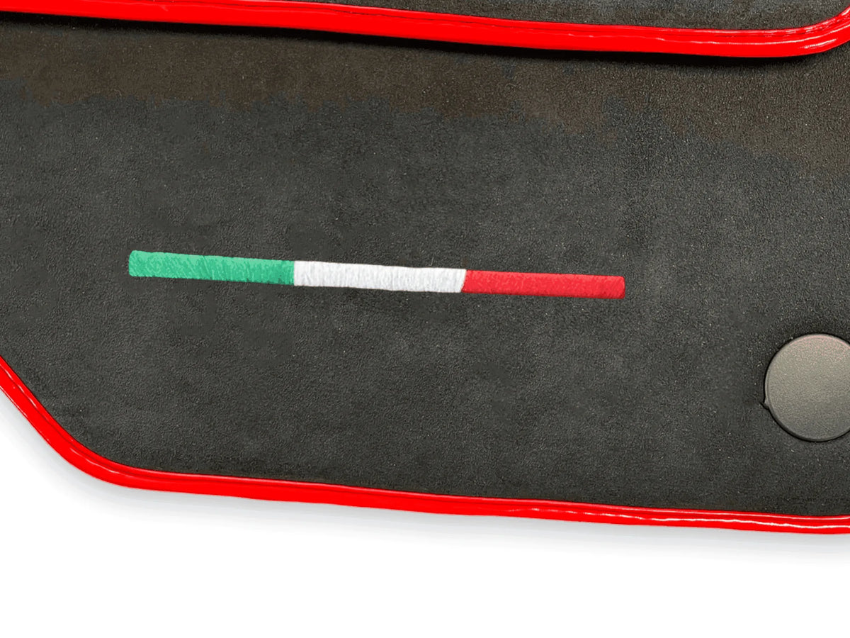 Floor Mats For Ferrari 458 Italia (2009-2015) Alcantara Leather Red Trim - AutoWin