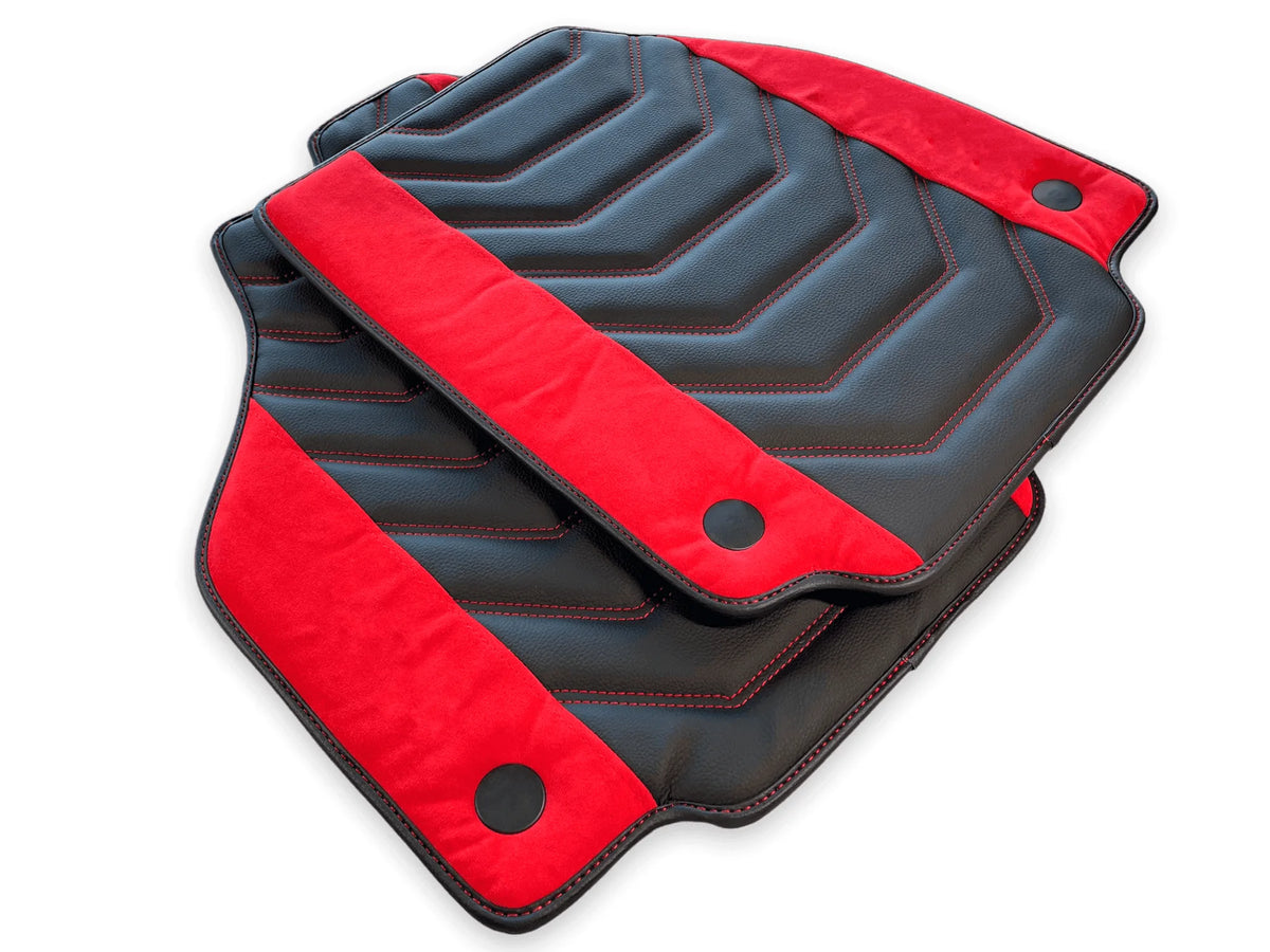 Floor Mats For Ferrari 458 Italia (2009-2015) Leather With Red Alcantara - AutoWin