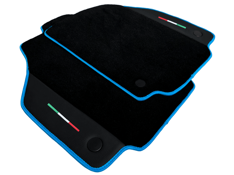 Floor Mats For Ferrari 488 Pista Spider (2019-2021) Alcantara Leather | Light Blue Trim - AutoWin