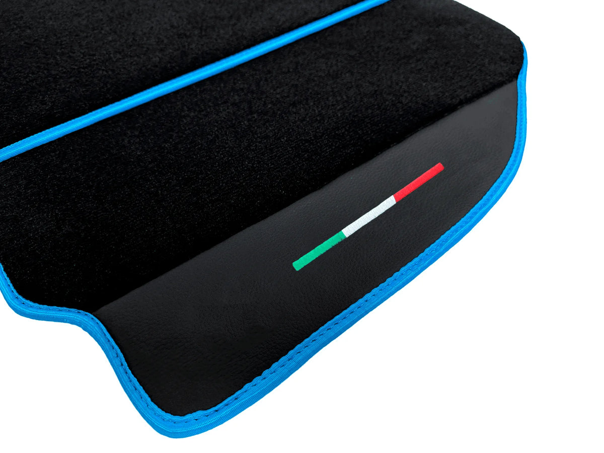 Floor Mats For Ferrari 488 Pista Spider (2019-2021) Alcantara Leather | Light Blue Trim