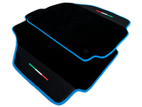 Floor Mats For Ferrari 488 Pista Spider (2019-2021) Alcantara Leather | Light Blue Trim
