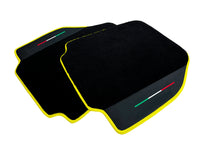 Floor Mats For Ferrari 488 Pista Spider (2019-2021) Leather and Yellow Trim - Italian Flag
