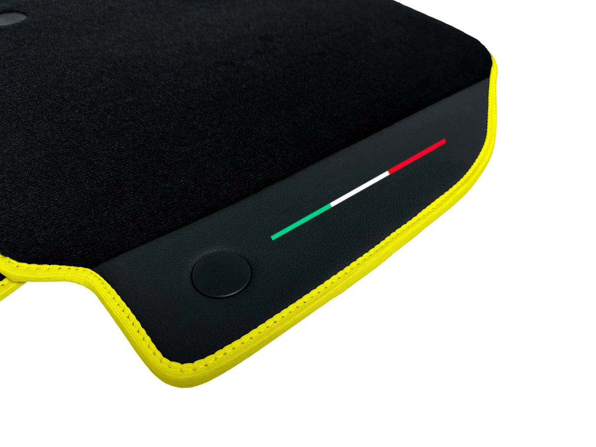 Floor Mats For Ferrari 488 Spider 2015-2022 Leather and Yellow Trim