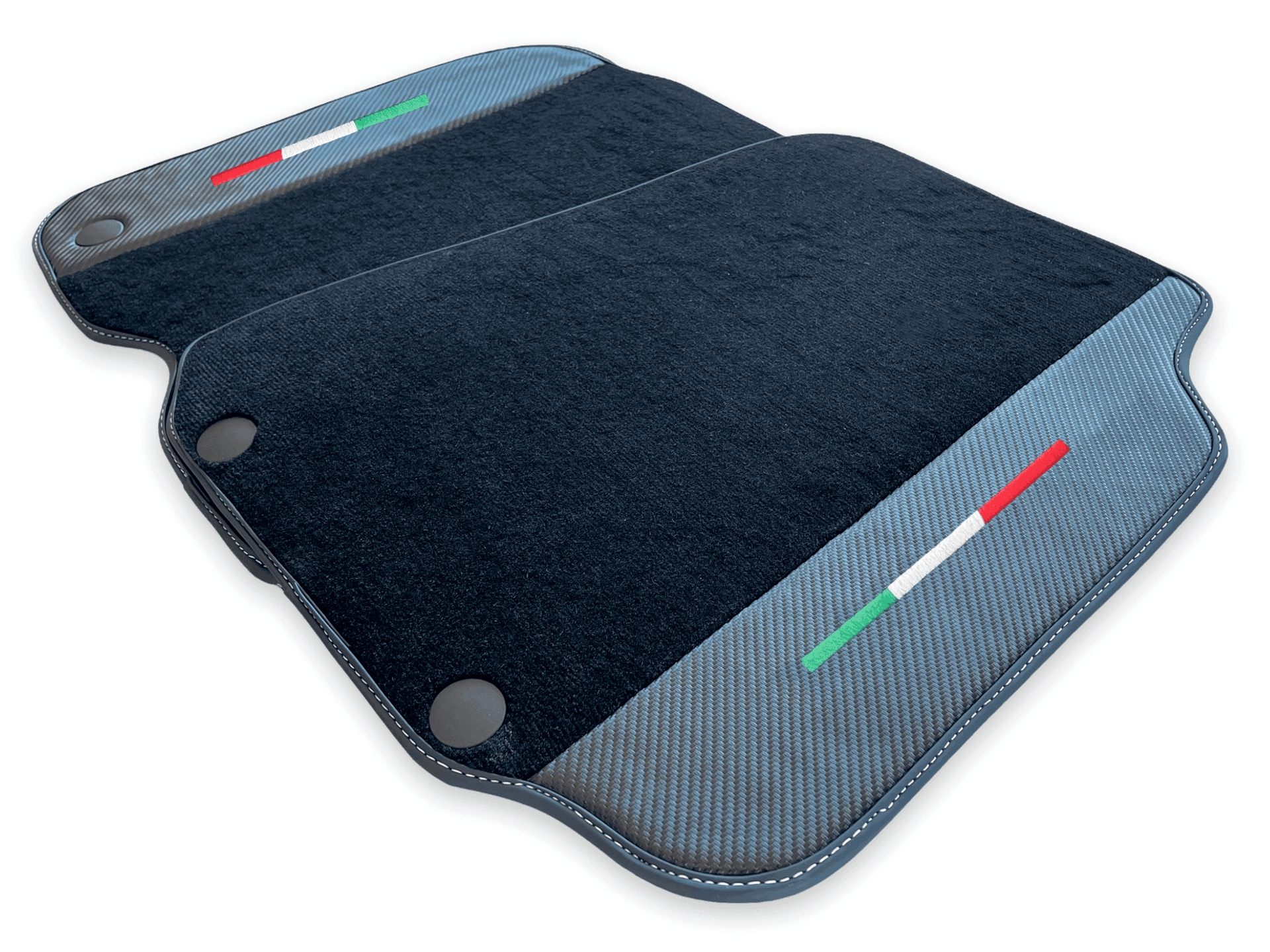 Floor Mats For Ferrari 812 GTS (2019-2023) Carbon Fiber And Black Carpet - AutoWin