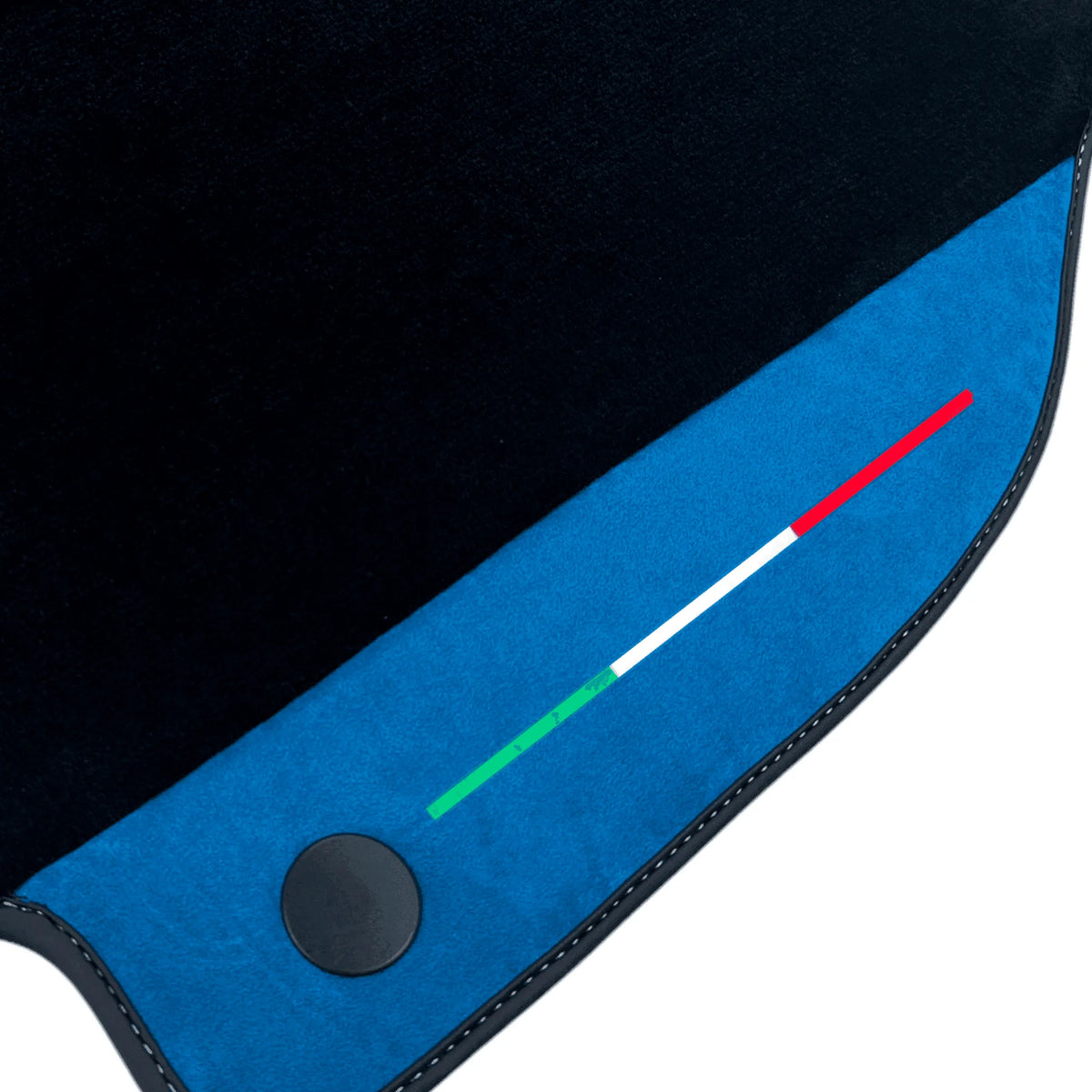 Floor Mats For Ferrari F8 Spider (2019-2023) with Blue Alcantara Leather | Italian Edition - AutoWin