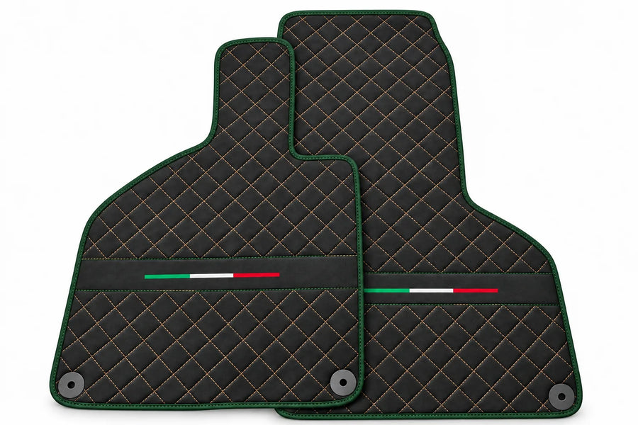 Floor Mats for Lamborghini Huracan Perfomante Alcantara Leather | Italian Flague Dark Green trim