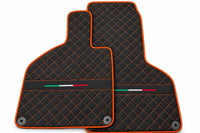 Floor Mats for Lamborghini Huracan Perfomante Alcantara Leather | Italian Flague Orange trim