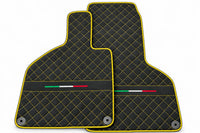 Floor Mats for Lamborghini Huracan Perfomante Alcantara Leather | Italian Flague Yellow trim