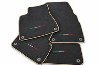 Floor Mats For Lamborghini Urus Alcantara Leather With Yellow Stitching Beige trim