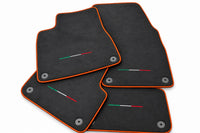 Floor Mats For Lamborghini Urus Alcantara Leather With Yellow Stitching Orange trim