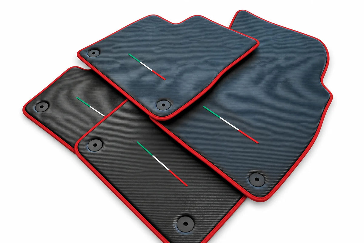 Floor Mats For Lamborghini Urus Carbon Leather Tailored Orange Trim Red trim