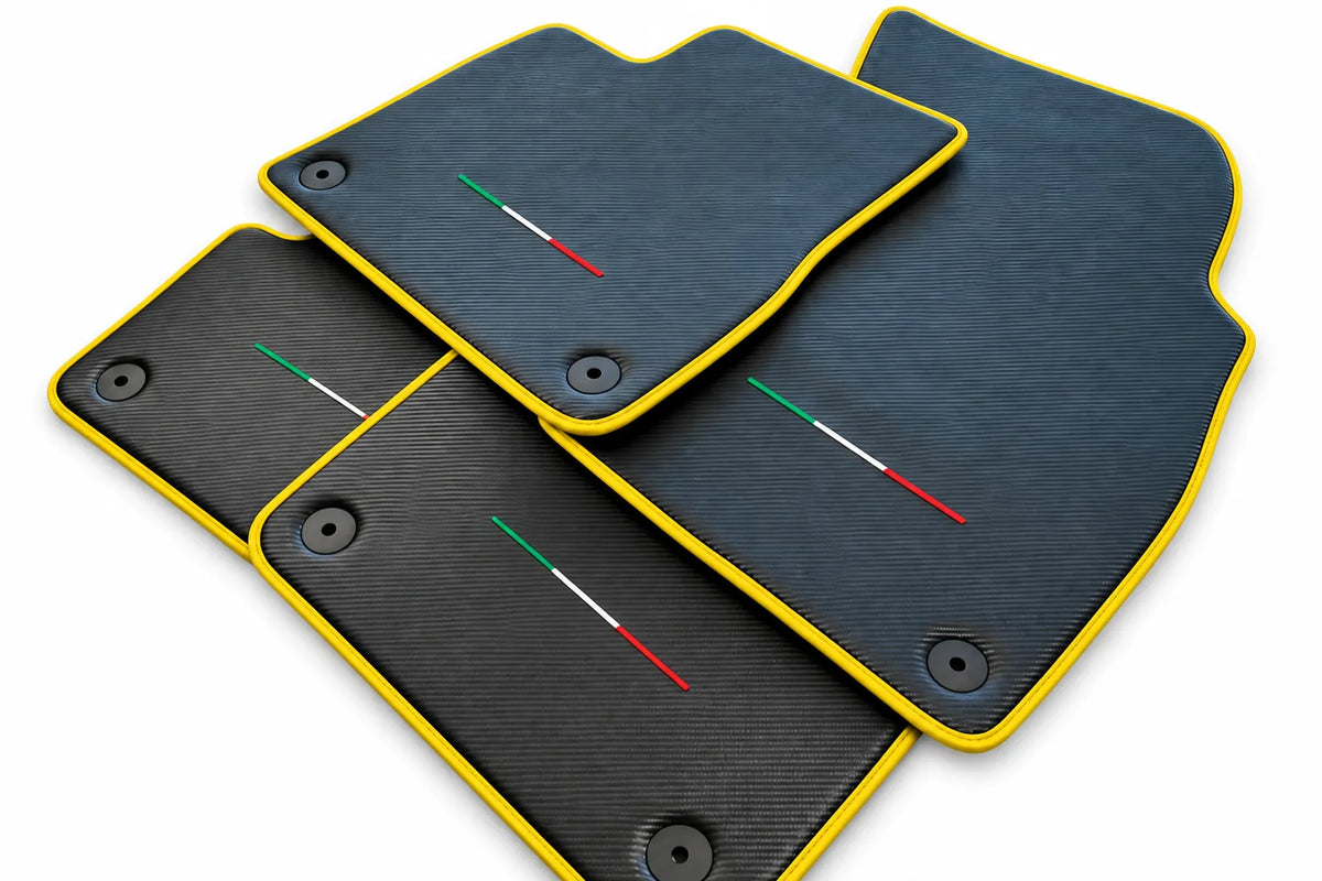 Floor Mats For Lamborghini Urus Carbon Leather Tailored Orange Trim Yellow trim