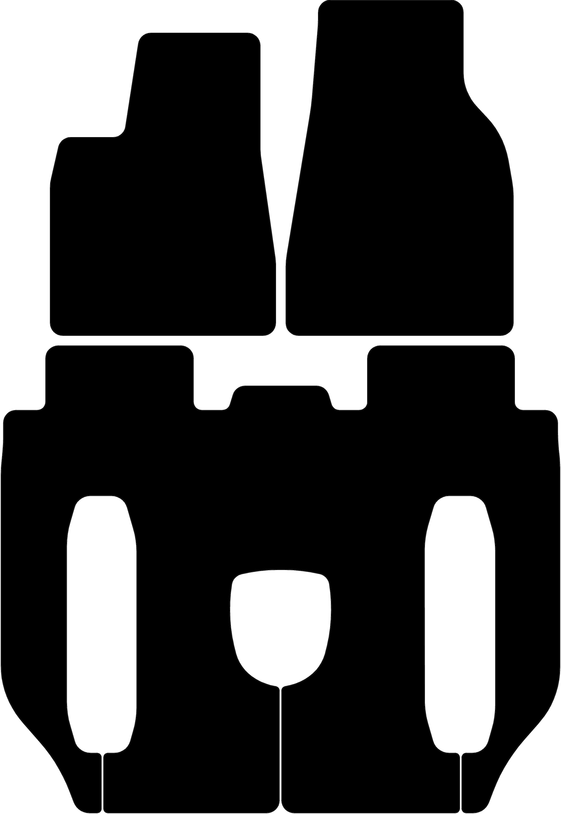 Floor Mats for Tesla Model X - 7 Seats (2016-2024) Black Tailored Carpets ER56 Design - AutoWin