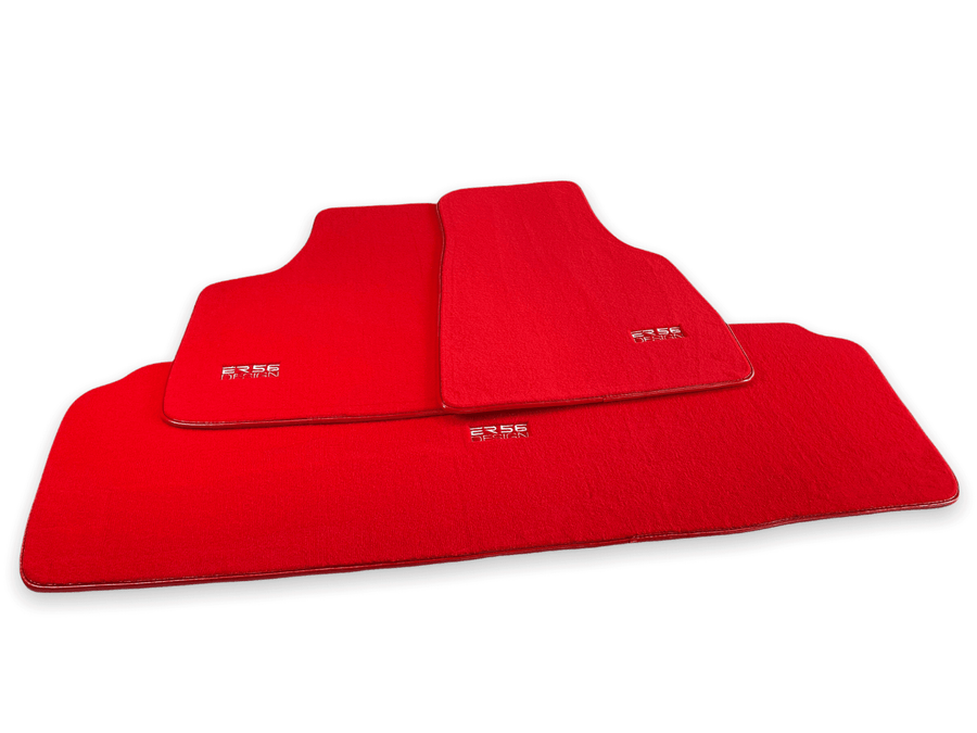 Floor Mats For Tesla Model X (5 Seats) Red Tailored Carpets ER56 Design - AutoWin