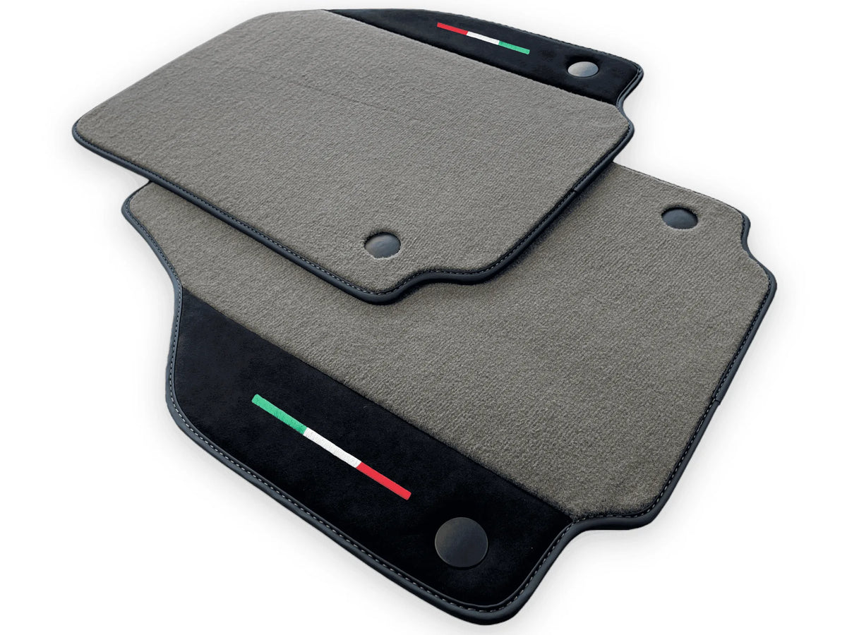 Gray Floor Mats For Ferrari 488 GTB 2015-2022 Carpets With Alcantara Leather