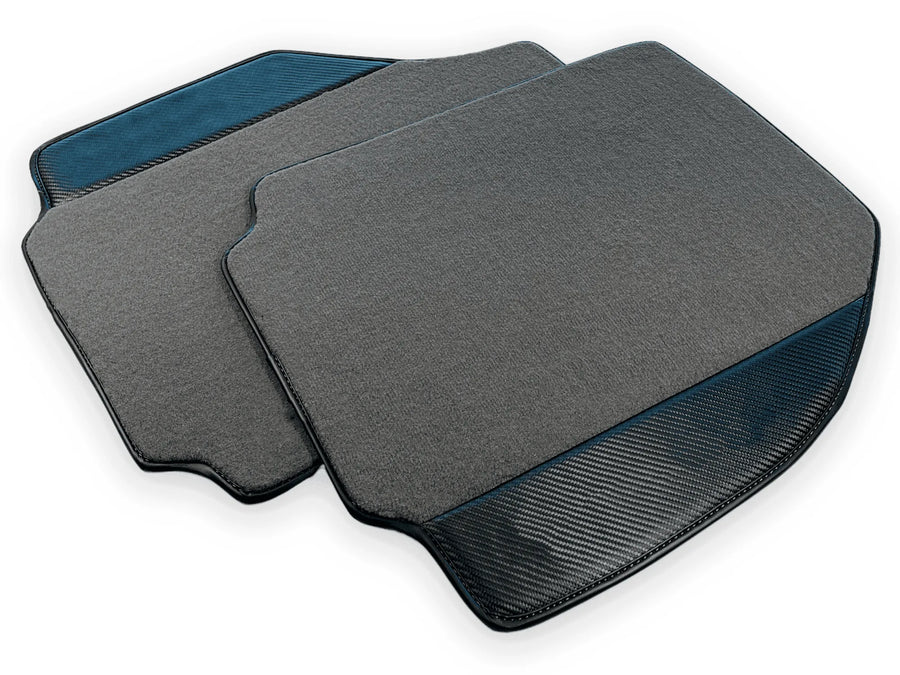 Gray Floor Mats For Ferrari 488 GTB (2016-2022) With Carbon Fiber Leather