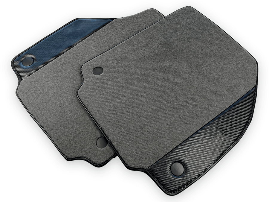 Gray Floor Mats For Ferrari F8 Tributo 2019-2022 With Carbon Leather - AutoWin