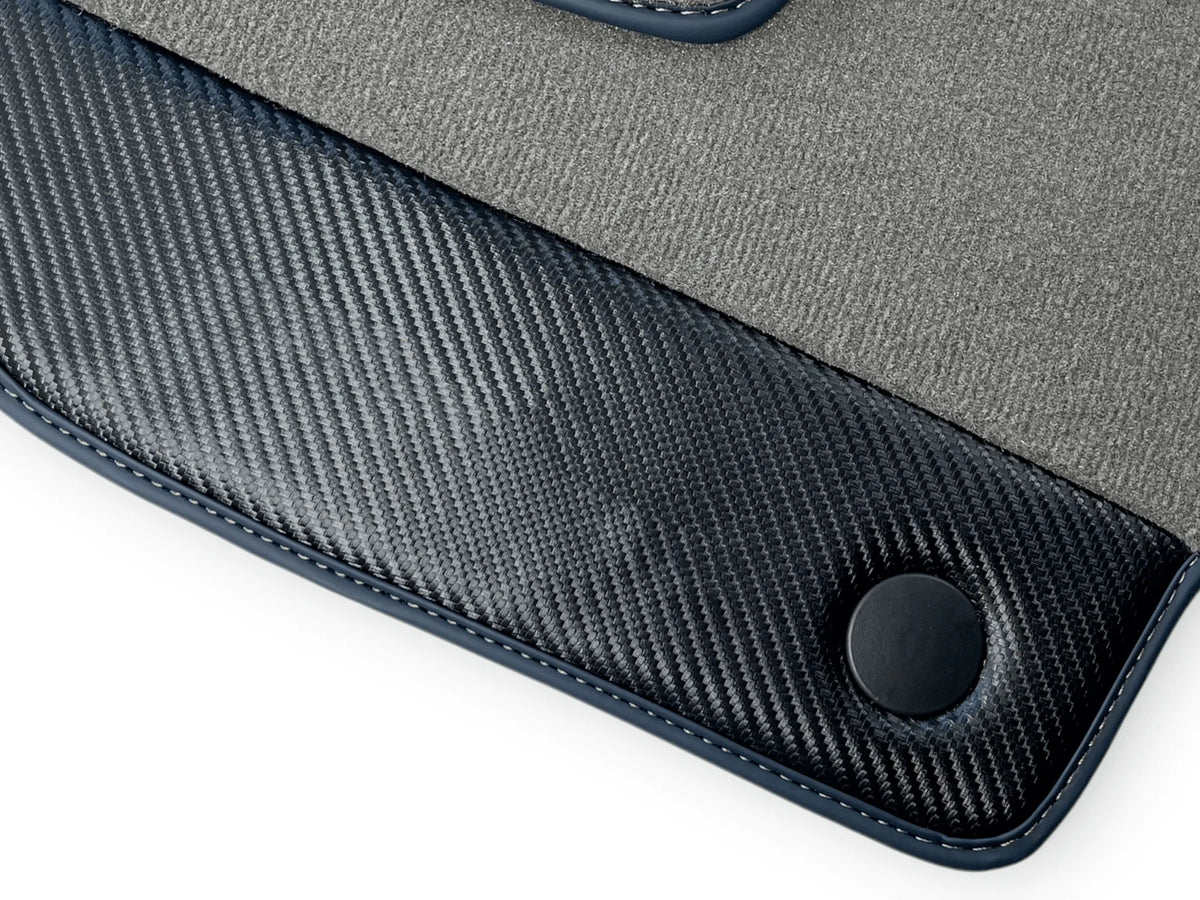 Gray Floor Mats For Ferrari 488 Spider 2015-2022 Carbon Leather