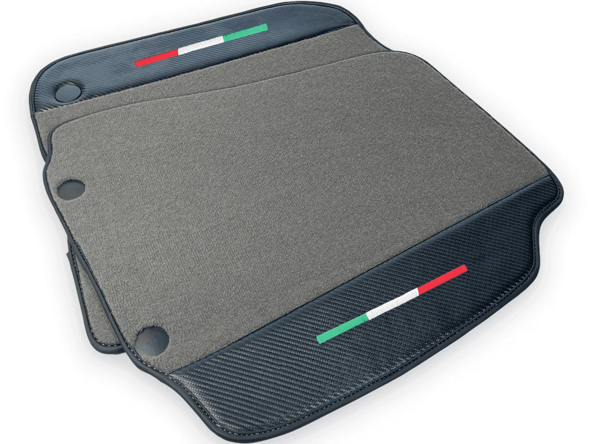Interior look of floor mats for Gray Floor Mats For Ferrari 812 GTS (2019-2023) With Carbon Fiber Leather