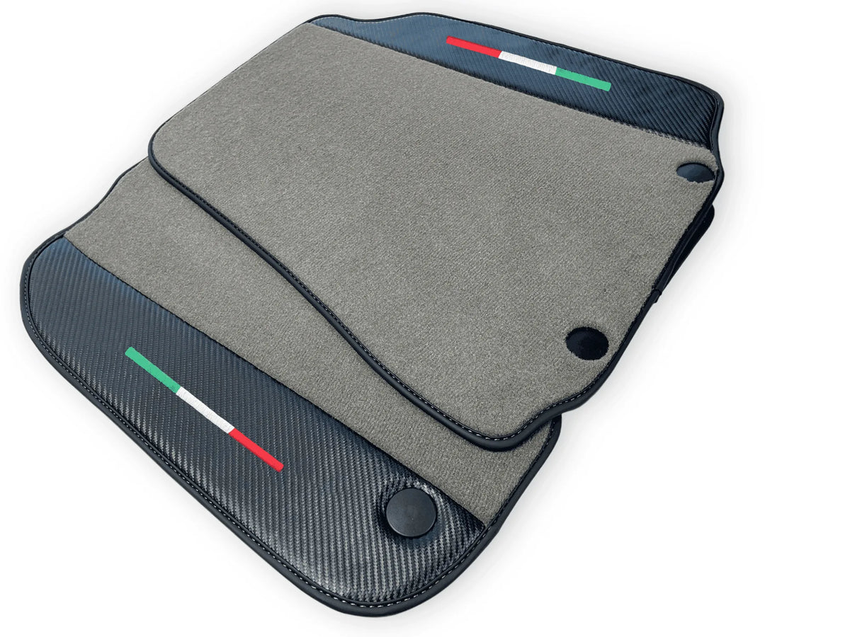 Gray Floor Mats For Ferrari 812 Superfast With Carbon Fiber Leather
