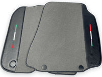 Gray Floor Mats For Ferrari F12 Berlinetta (2012-2022) With Carbon Fiber Leather - AutoWin