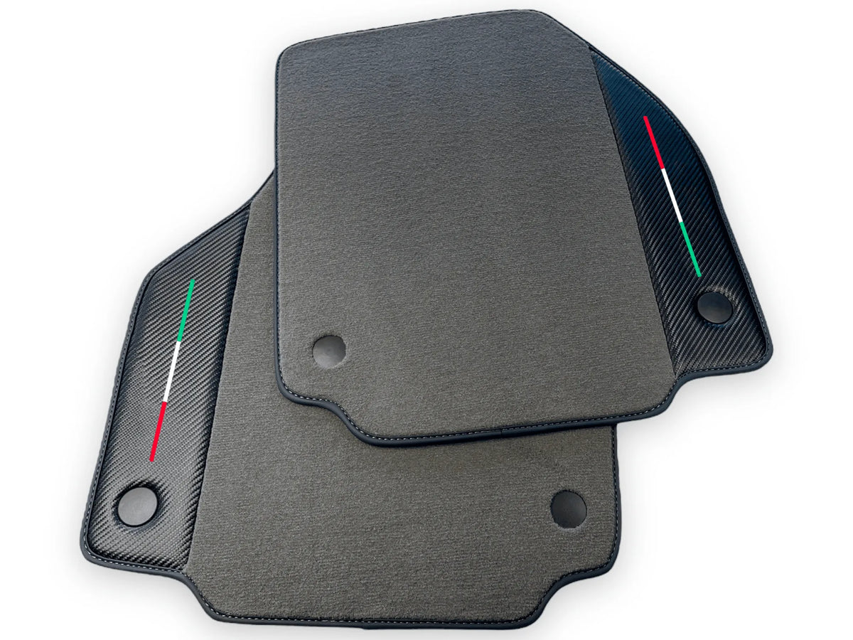 Gray Floor Mats For Ferrari F8 Spider 2019-2022 With Carbon Fiber Leather - AutoWin