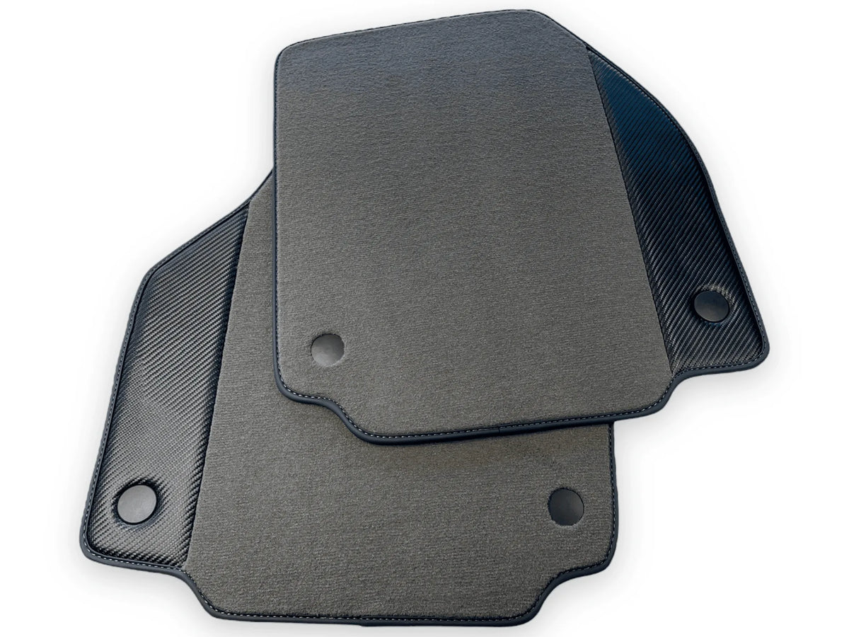 Gray Floor Mats For Ferrari F8 Tributo 2019-2022 With Carbon Leather - AutoWin