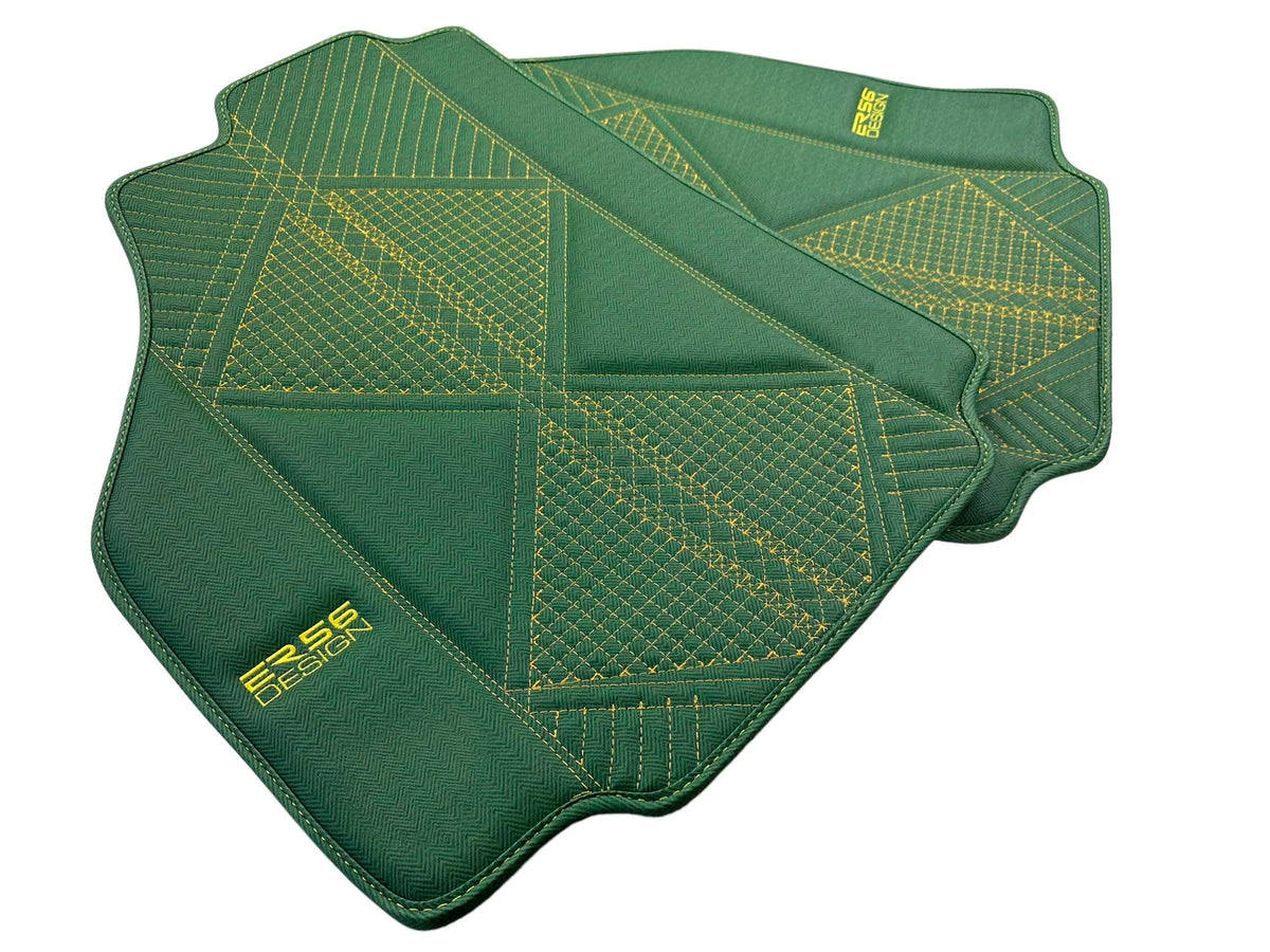 Green Leather Floor Mats For Ferrari 488 Pista Spider (2019-2021) ER56 Design