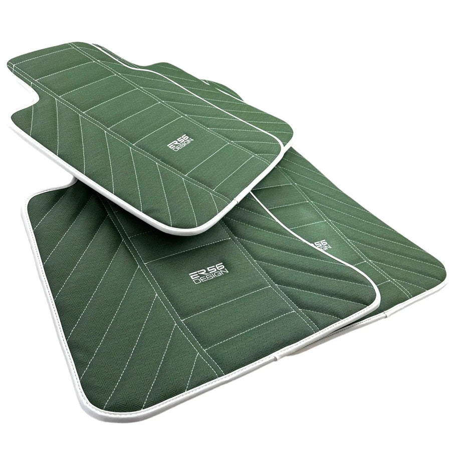 Green Leather Floor Mats For Rolls Royce Black Badge Ghost Series I (2010–2020) - AutoWin