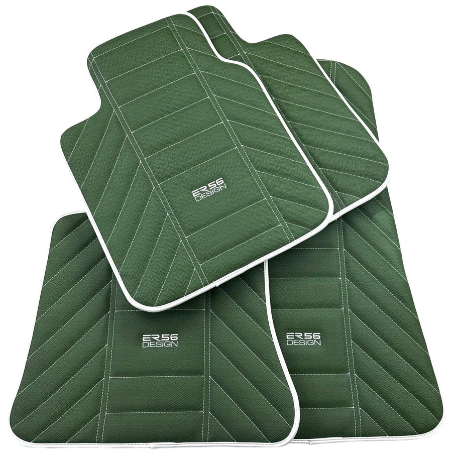 Green Leather Floor Mats For Rolls Royce Black Badge Phantom Drophead Coupe 2007–2016 - AutoWin