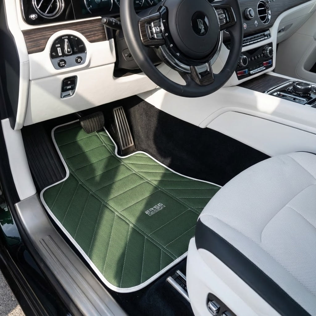 Interior look of floor mats for Green Leather Floor Mats For Rolls-Royce Spectre (2023-2024) ER56 Design