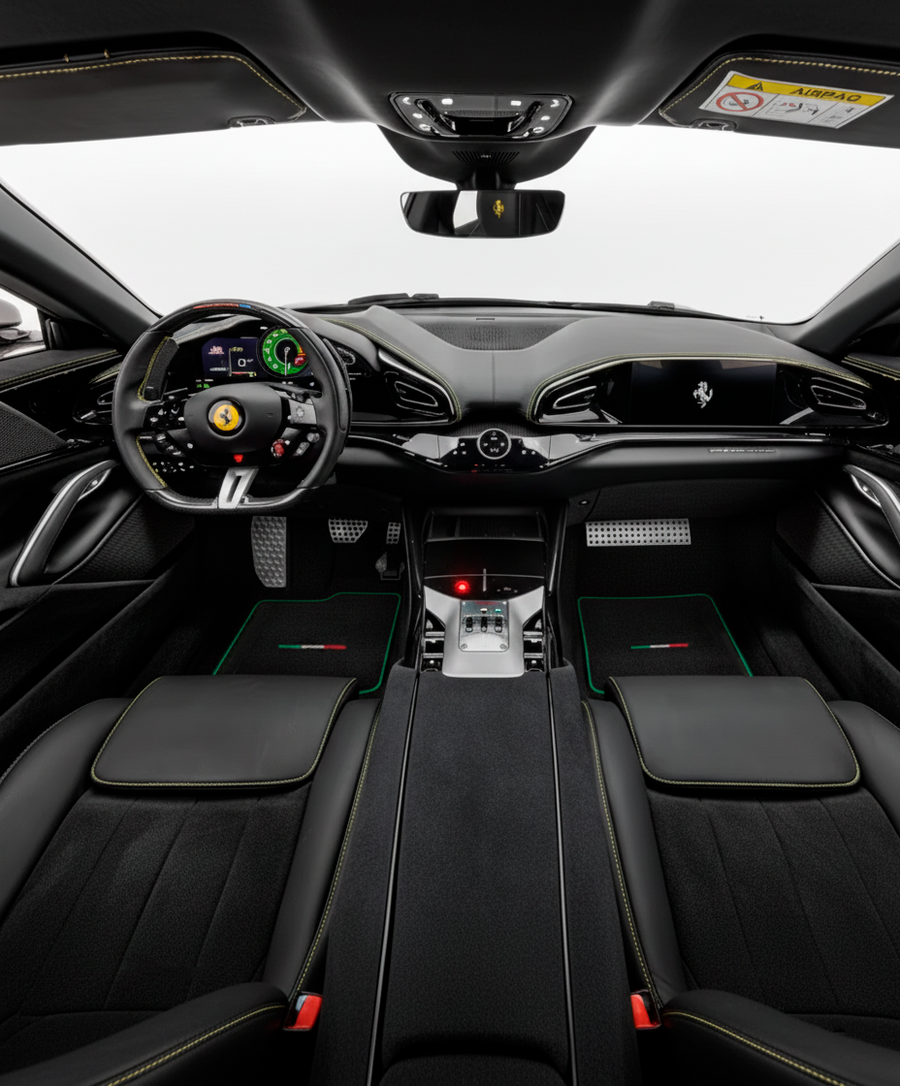 Tapis de voiture noirs pour Ferrari Purosangue avec bord