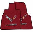 Red car floor mats with Chevrolet logo and 'Z06 Supercharged' text on a white background