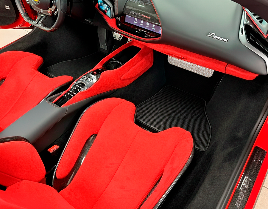 Floor Mats for Ferrari SF90 Stradale (2019-2024) Made From Carbon Fiber Leather