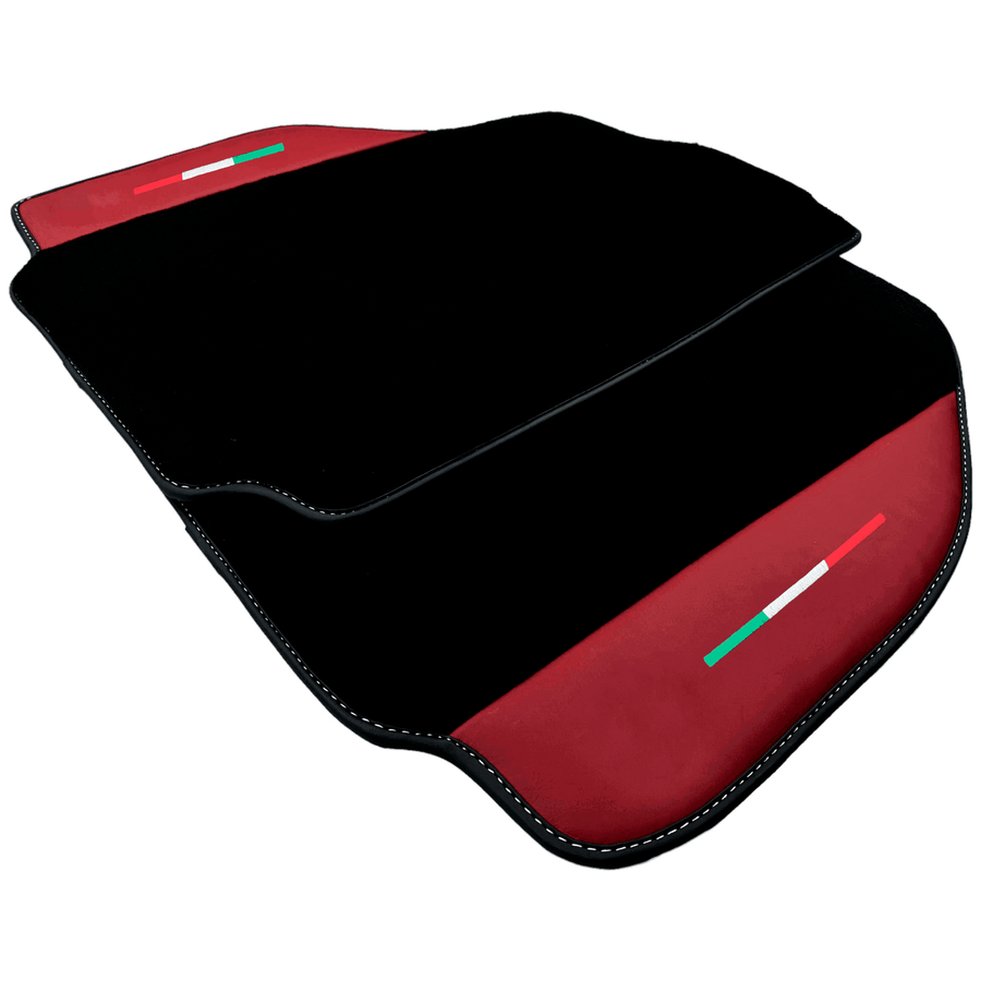 Black Floor Mats for Ferrari 458 Speciale (2012-2015) with Bordeaux Nappa Leather | Italian Edition