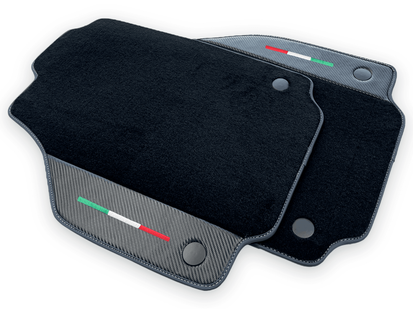 Black Floor Mats For Ferrari 458 Italia 2009-2015 With Carbon Fiber Leather - AutoWin