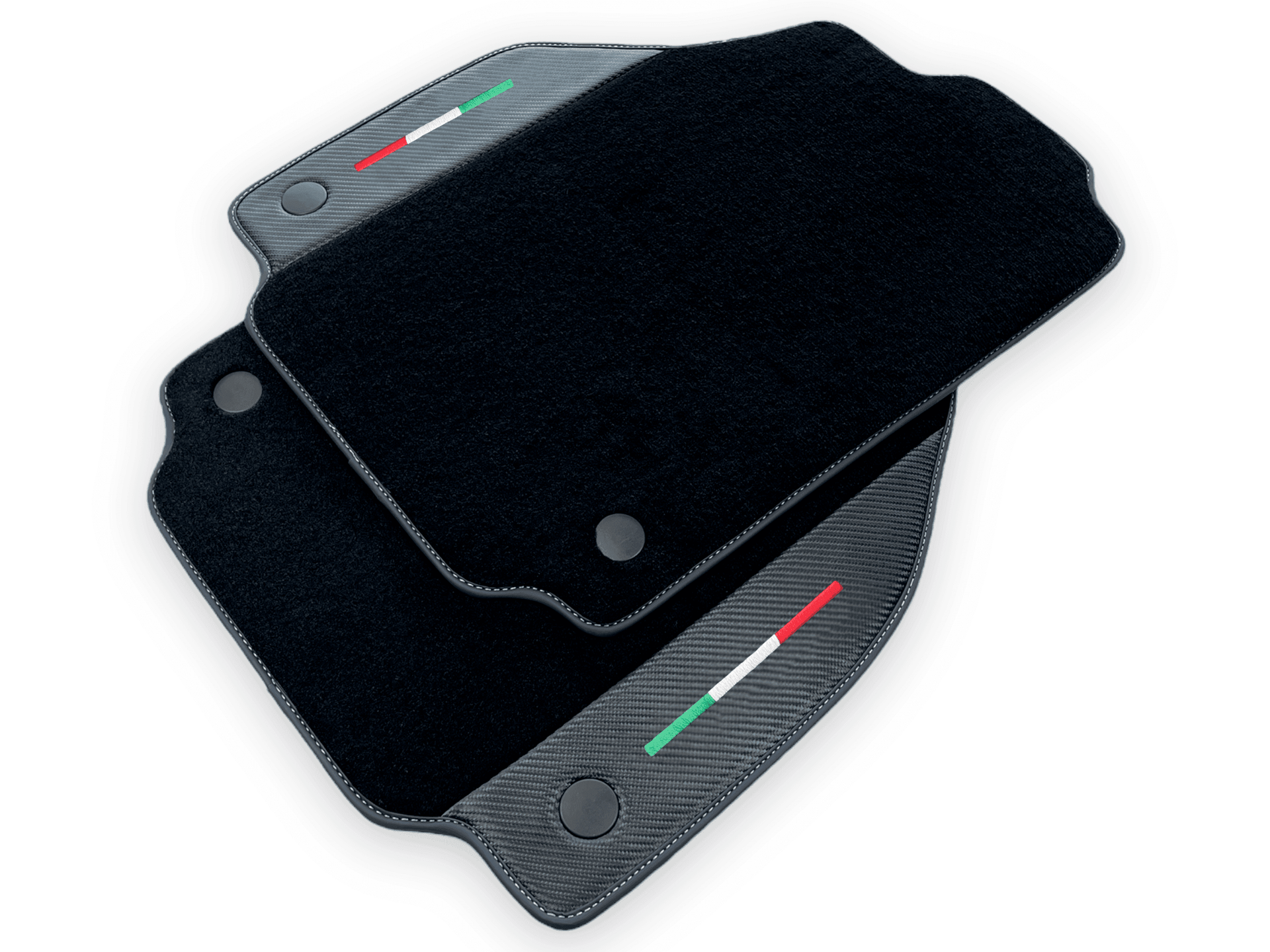 Black Floor Mats For Ferrari 458 Italia 2009-2015 With Carbon Fiber Leather - AutoWin