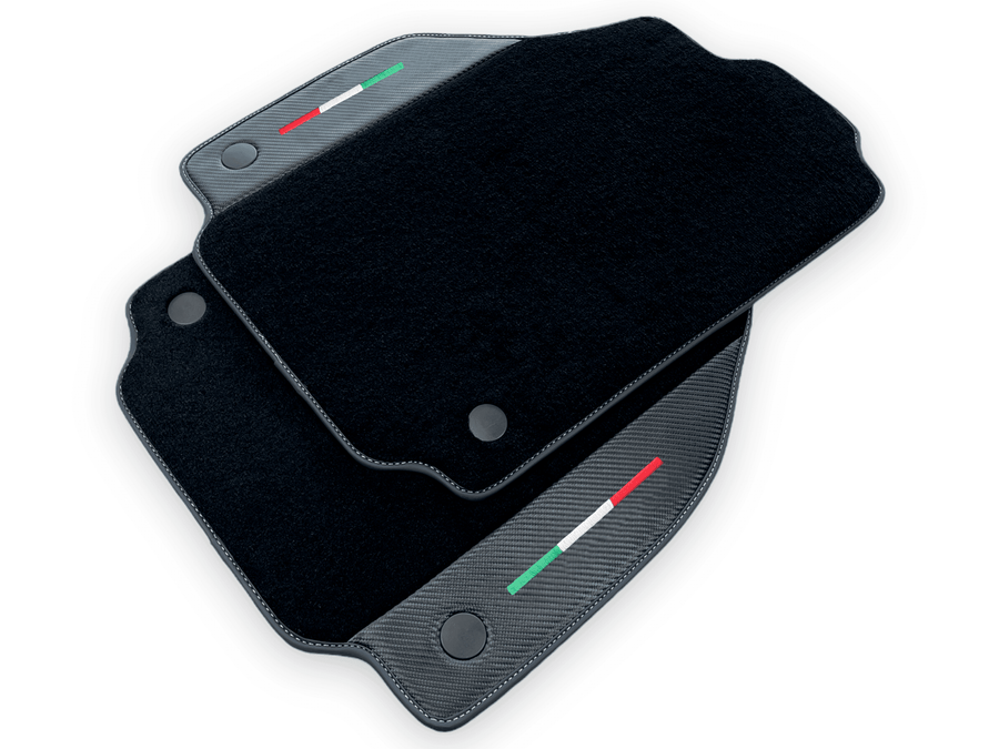Black Floor Mats For Ferrari 458 Italia 2009-2015 With Carbon Fiber Leather - AutoWin