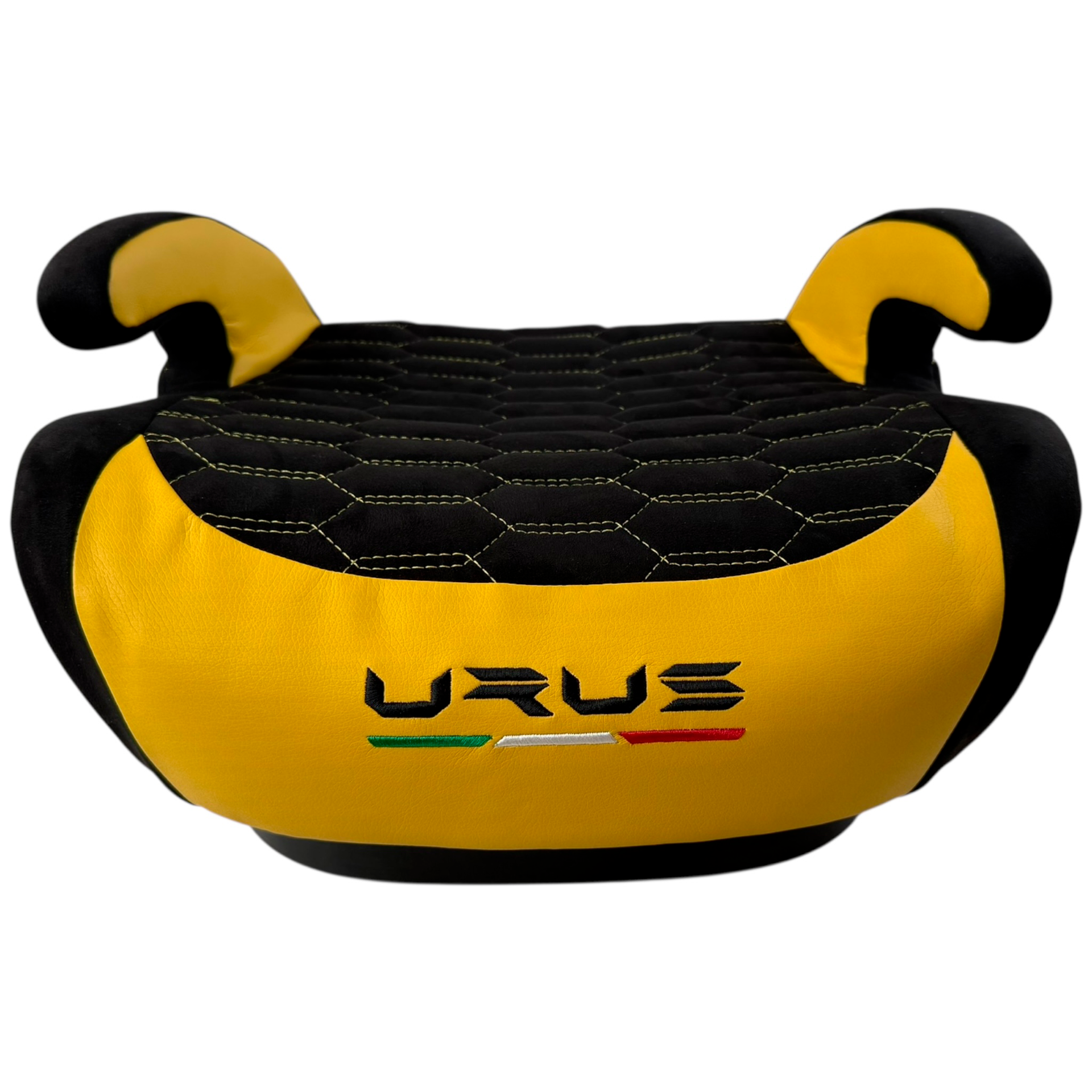 Black Alcantara Backless Car Seat for Kids with Yellow Leather | Lamborghini Urus
