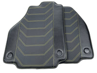 Tapis de sol en cuir pour Ferrari 458 Spider 2012-2015 noir avec couture jaune