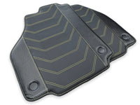 Tapis de sol en cuir pour Ferrari 458 Spider 2012-2015 noir avec couture jaune