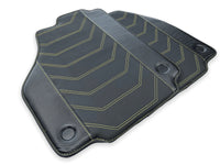 Tapis de sol en cuir pour Ferrari 458 Spider 2012-2015 noir avec couture jaune