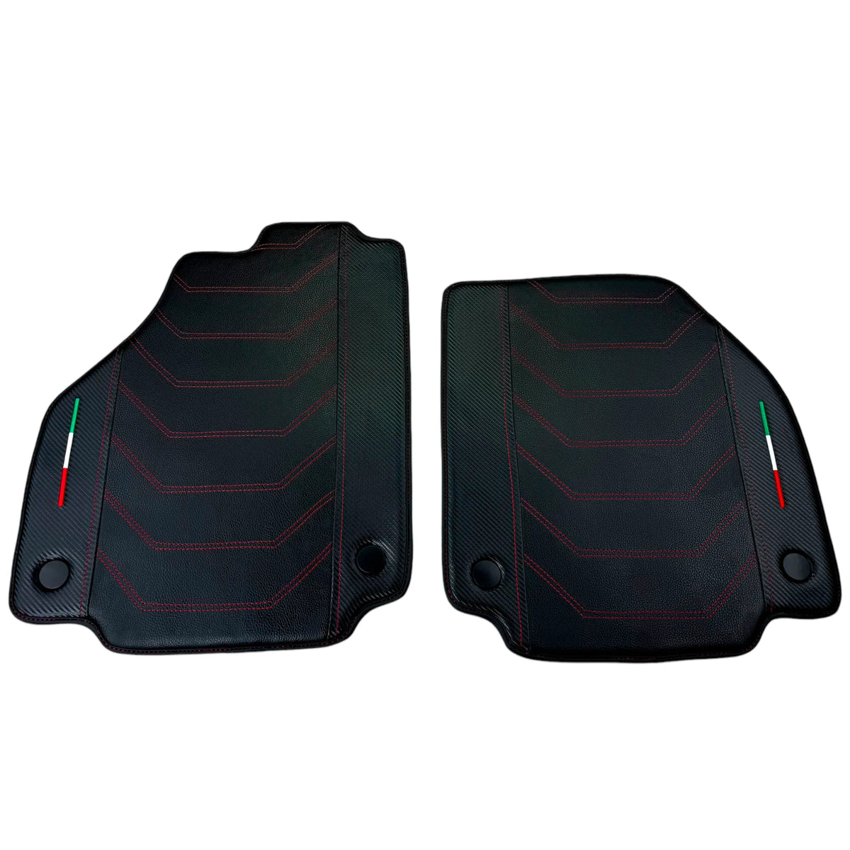 Leather Floor Mats For Ferrari 488 GTB (2016-2022) With Carbon Fiber | Italian Edition