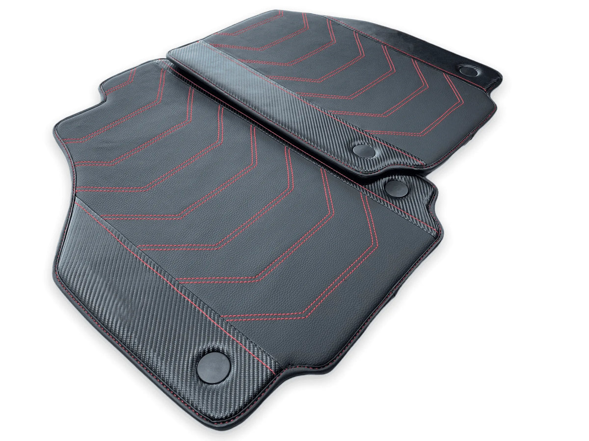 Leather Floor Mats for Ferrari 488 GTB (2016-2022) with Carbon Fiber